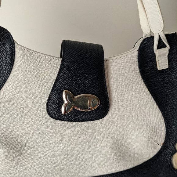 Chopard Happy Fish Handbag Purse Navy Blue White - Picture 2 of 7